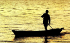 Malawi fisherman at sunrise